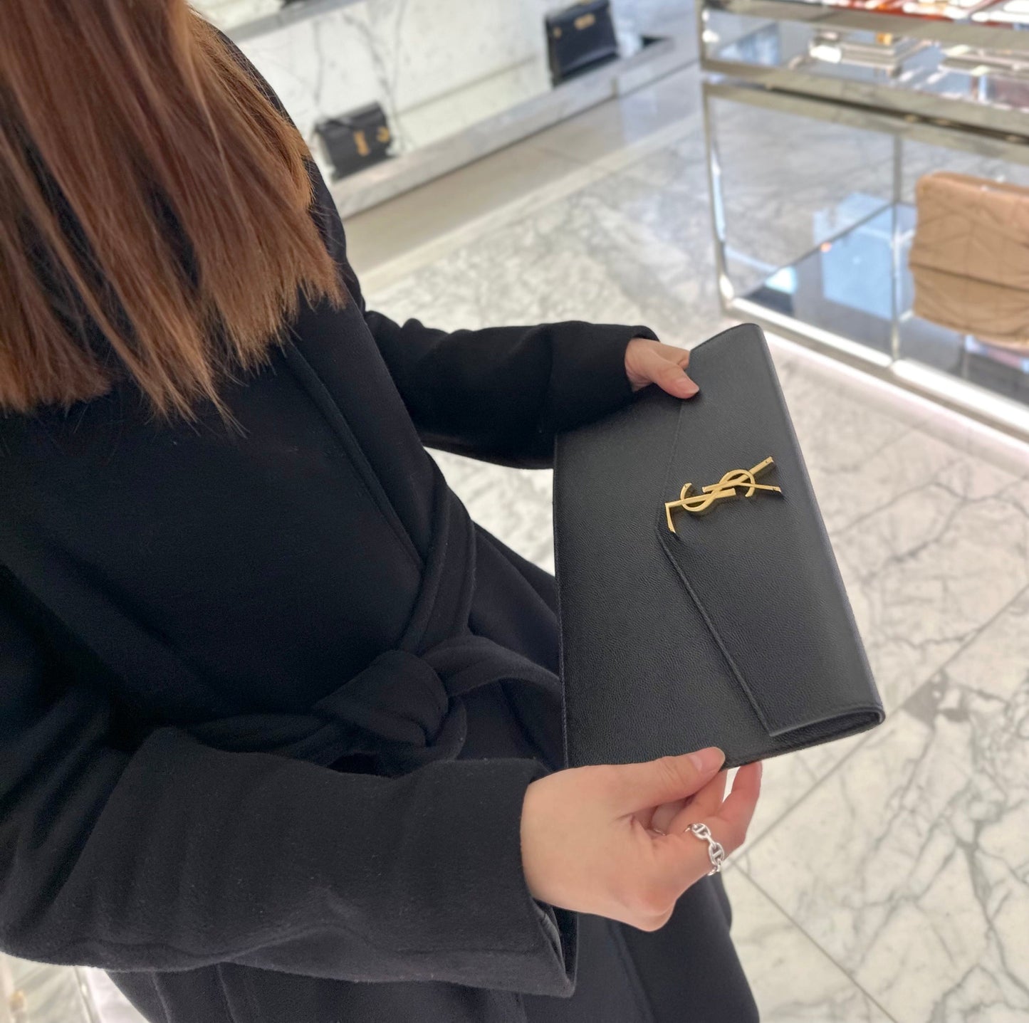 【サンローラン】贅沢な装いに Uptown レザー クラッチBag 早い者勝ち