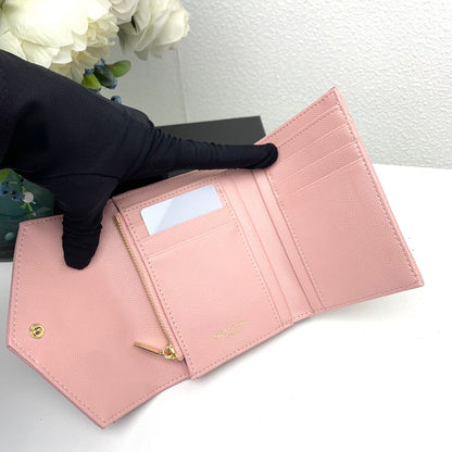 【サンローラン】大人気ロゴ 小銭入れ付き 三つ折り財布4色